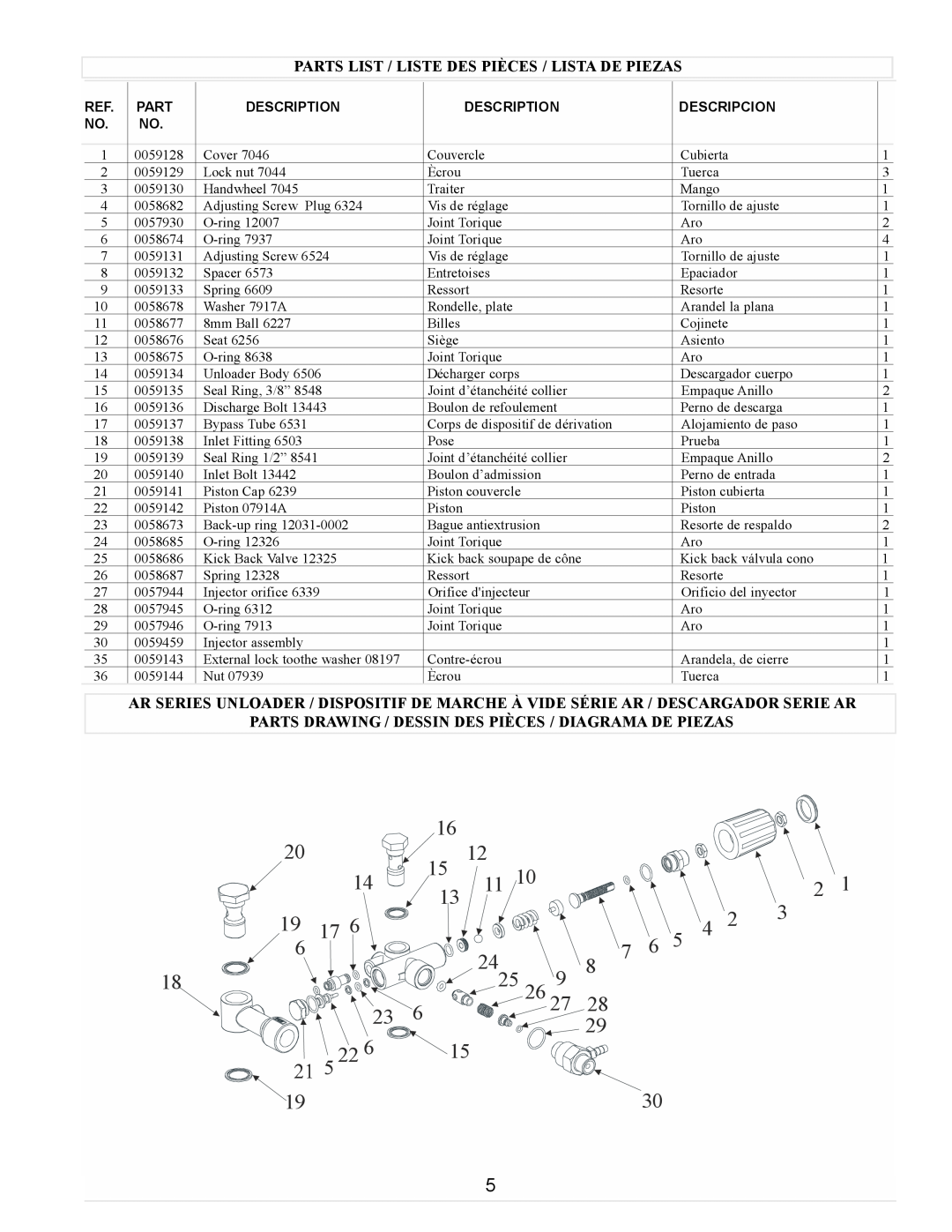 Coleman PW0923500, Powermate manual 2425, Parts List / Liste Des Pièces / Lista De Piezas 