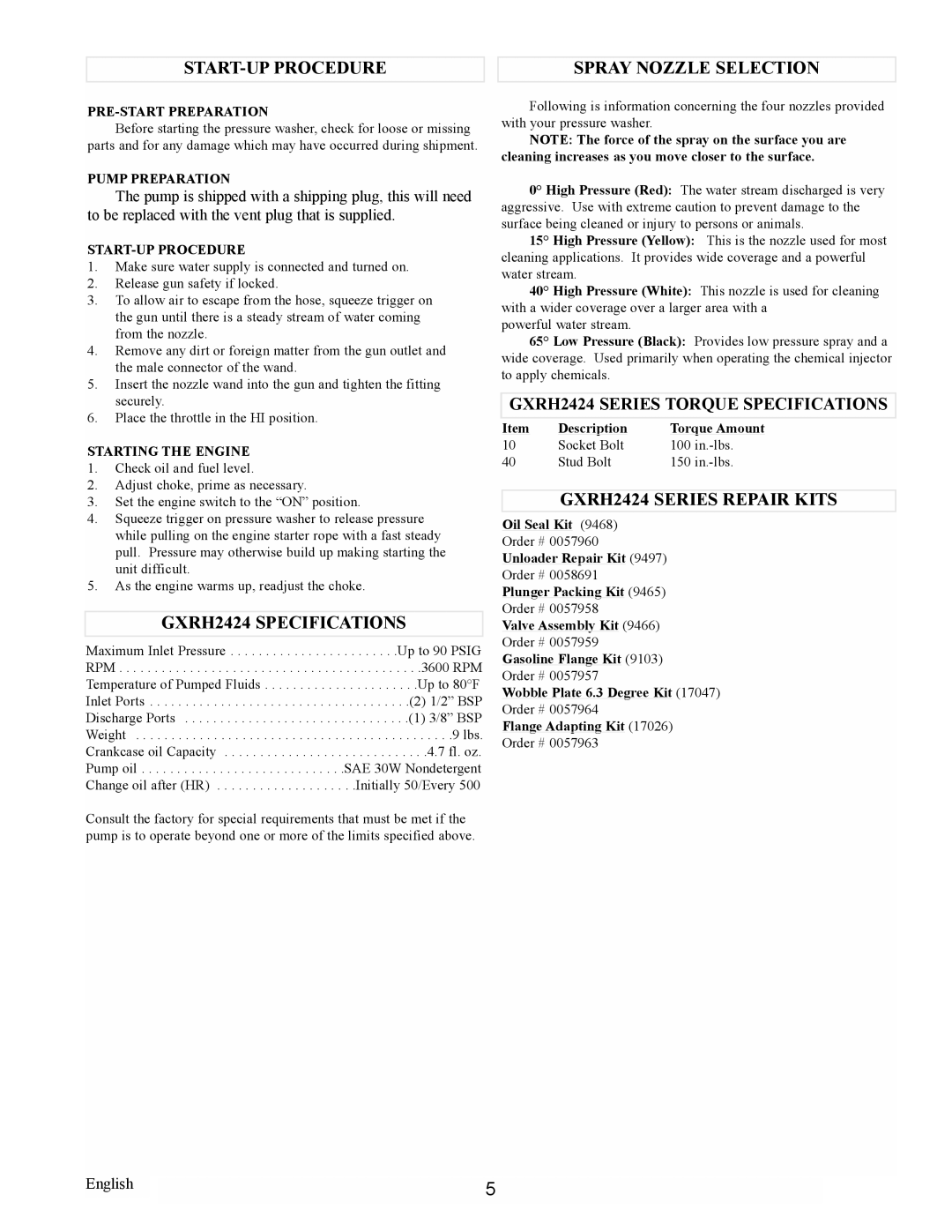 Coleman PW0912400.02 manual PRE-START Preparation, Pump Preparation, START-UP Procedure, Starting the Engine 