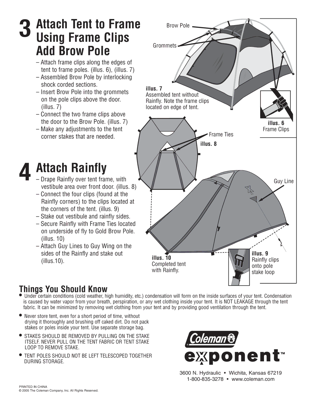 Coleman X2 manual Add Brow Pole, Attach Rainfly, Things You Should Know 