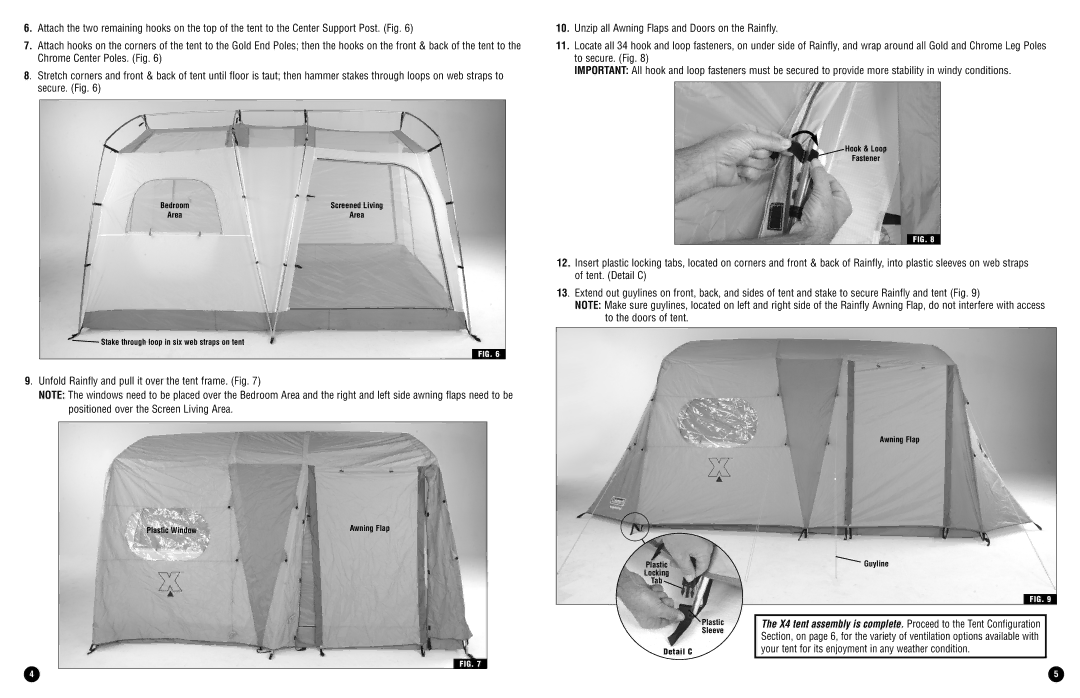 Coleman X4 warranty Unfold Rainfly and pull it over the tent frame. Fig 