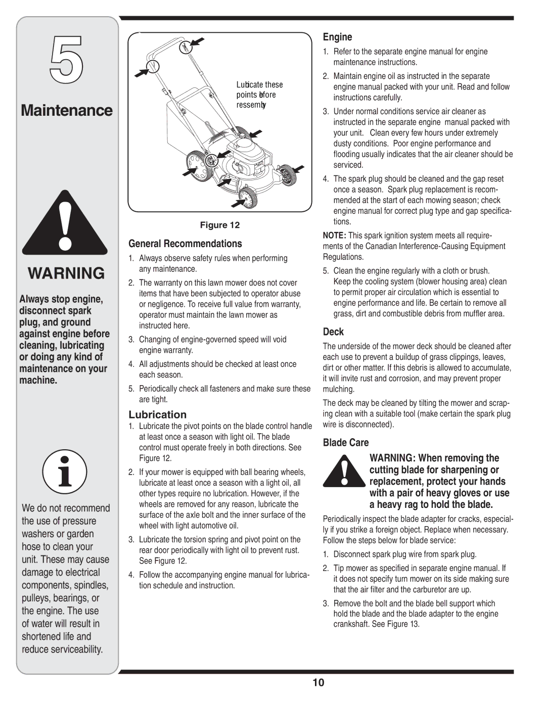 Columbian Home Products 540 warranty Maintenance 