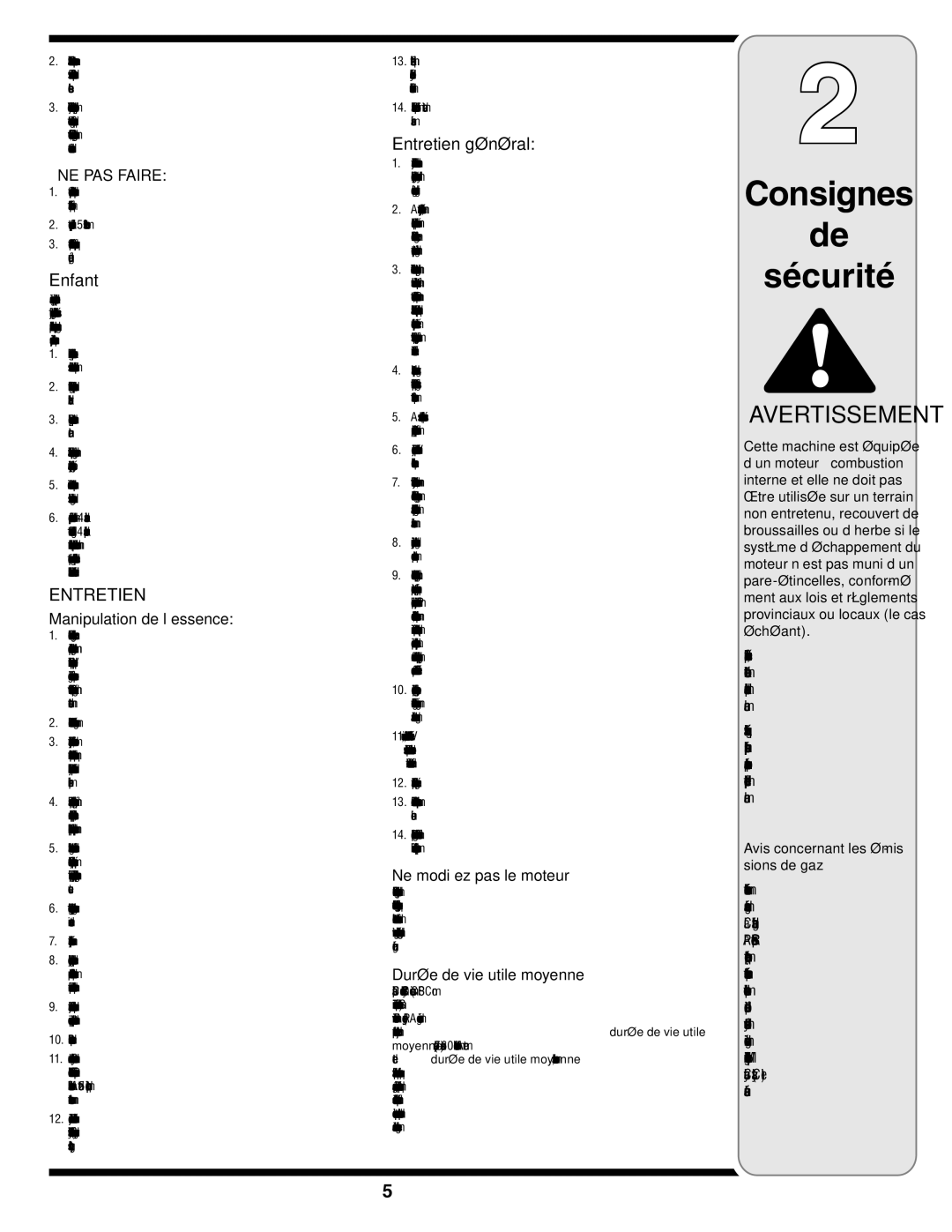 Columbian Home Products 540 warranty Général Entretien, Enfant 