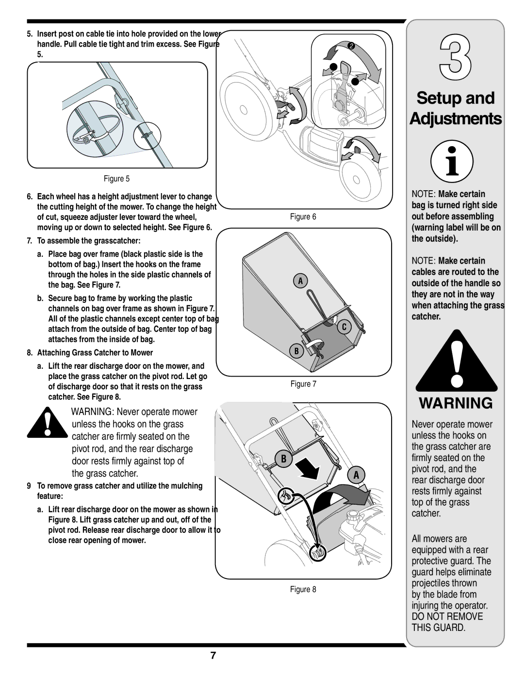 Columbian Home Products 540 Unless the hooks on the grass, Catcher are firmly seated on, Pivot rod, and the rear discharge 