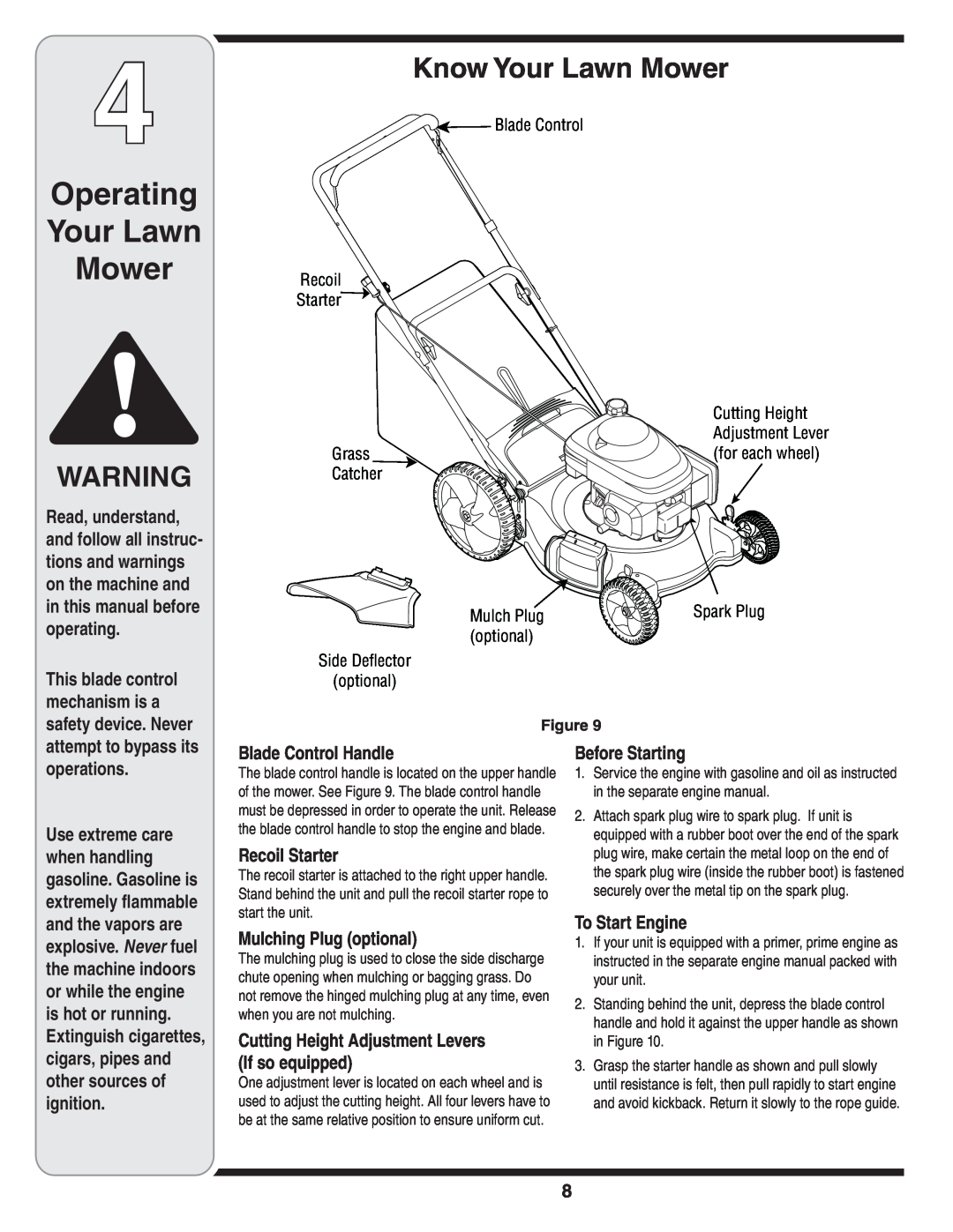 Columbian Home Products 540 warranty Operating Your Lawn Mower, Know Your Lawn Mower 