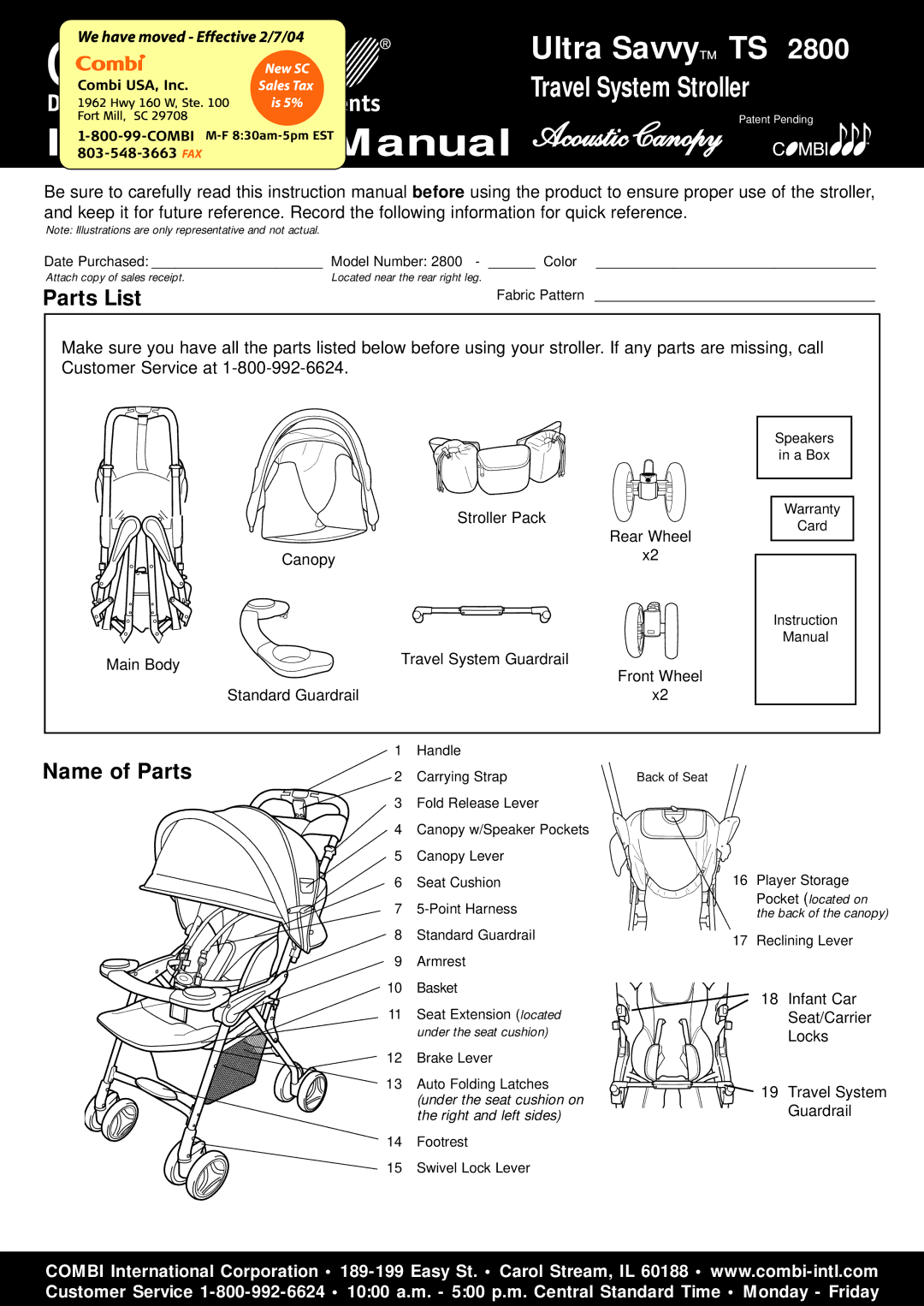 Combi 2800 instruction manual Ultra Savvy TS 