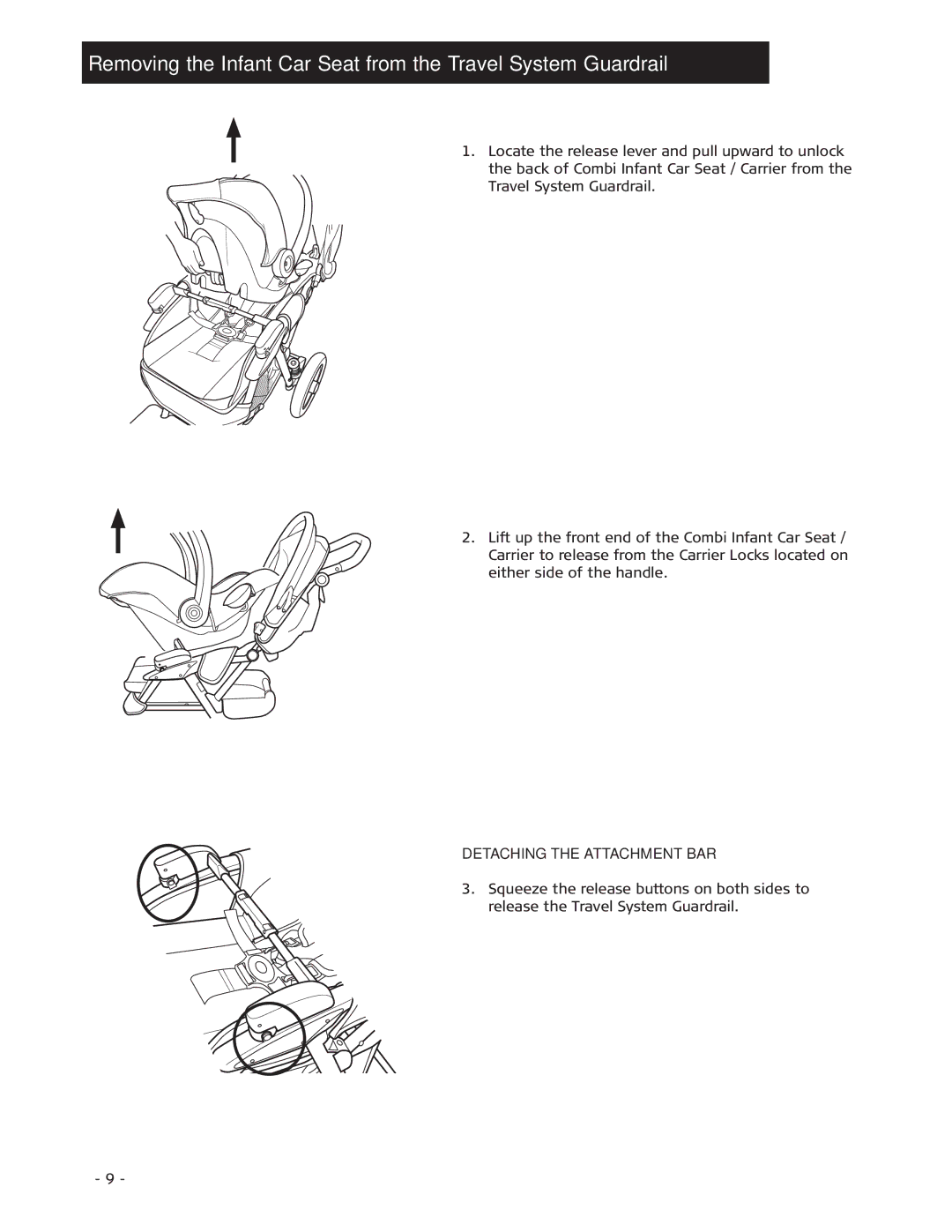 Combi 7720 instruction manual Detaching the Attachment BAR 