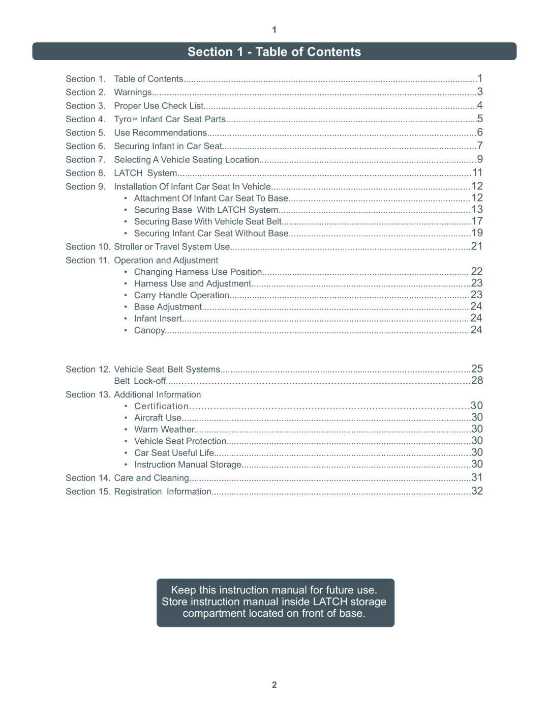 Combi 8000 Series instruction manual Table of Contents 