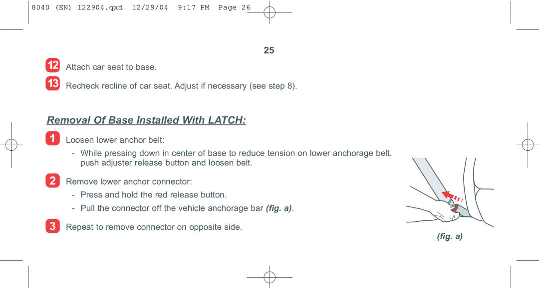 Combi 8040 instruction manual Removal Of Base Installed With Latch, Fig. a 