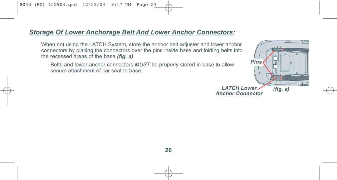 Combi 8040 instruction manual Storage Of Lower Anchorage Belt And Lower Anchor Connectors 