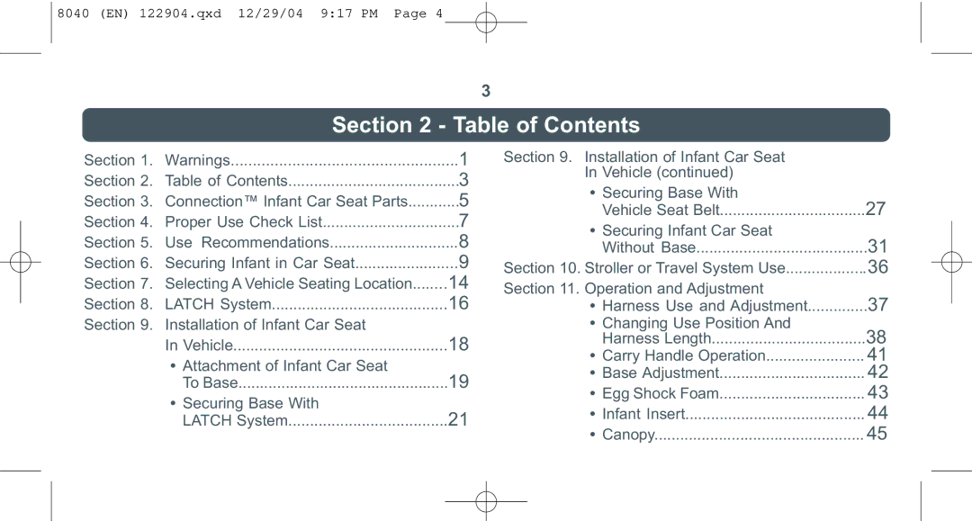 Combi 8040 instruction manual Table of Contents 