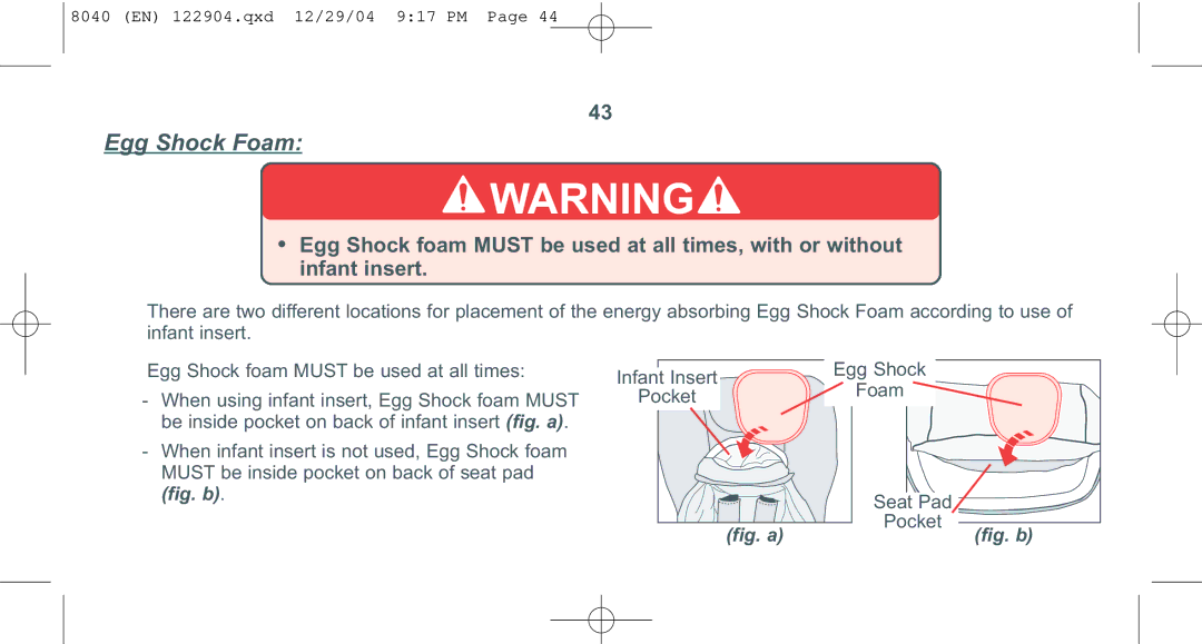 Combi 8040 instruction manual Egg Shock Foam, Fig. b 