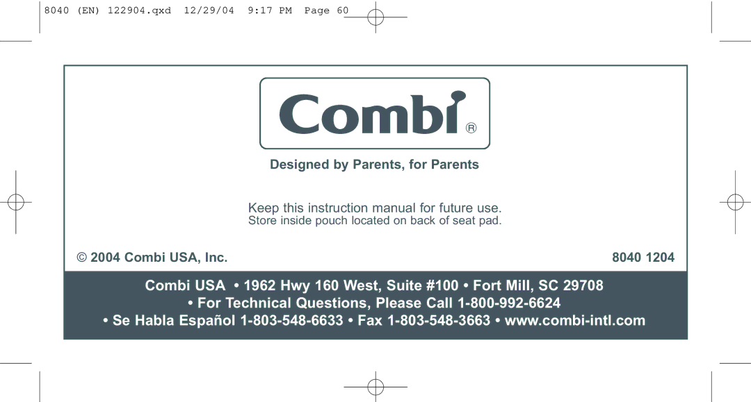 Combi 8040 instruction manual Designed by Parents, for Parents 