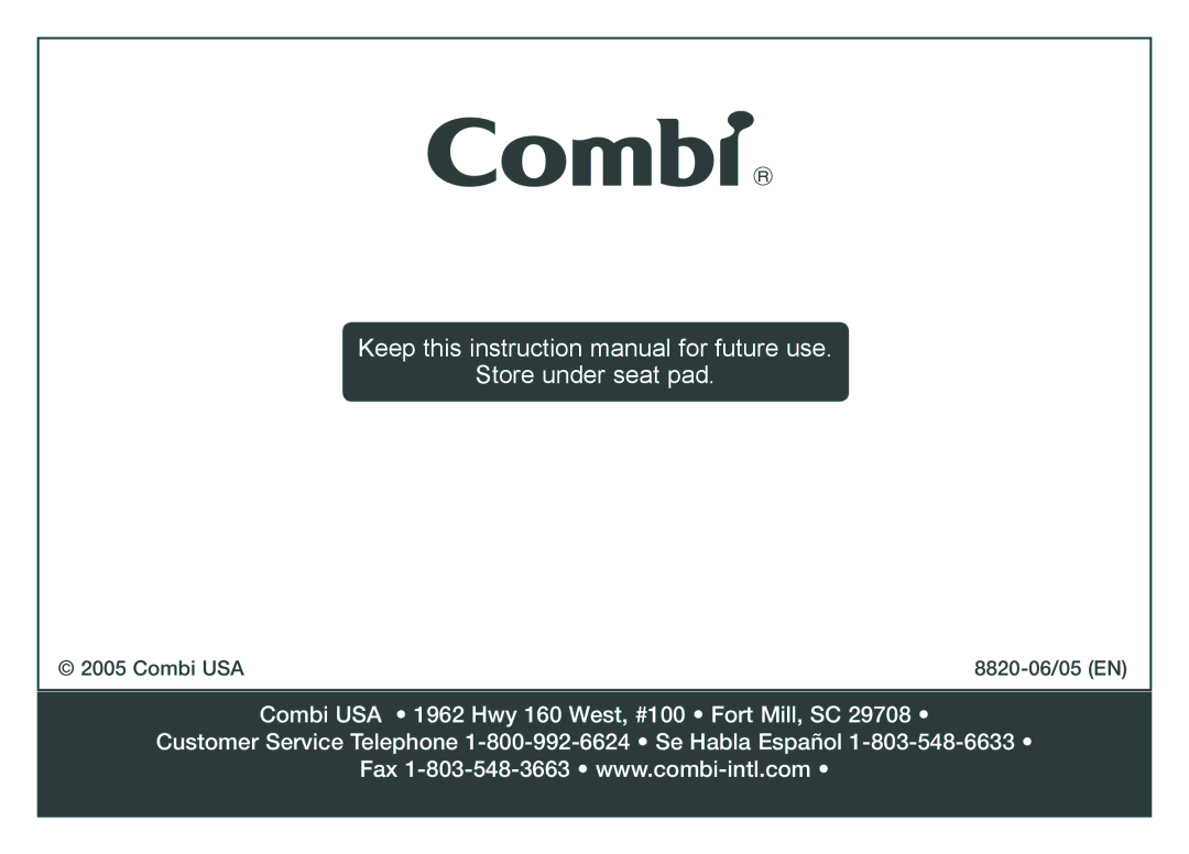 Combi instruction manual Combi USA 8820-06/05 EN 