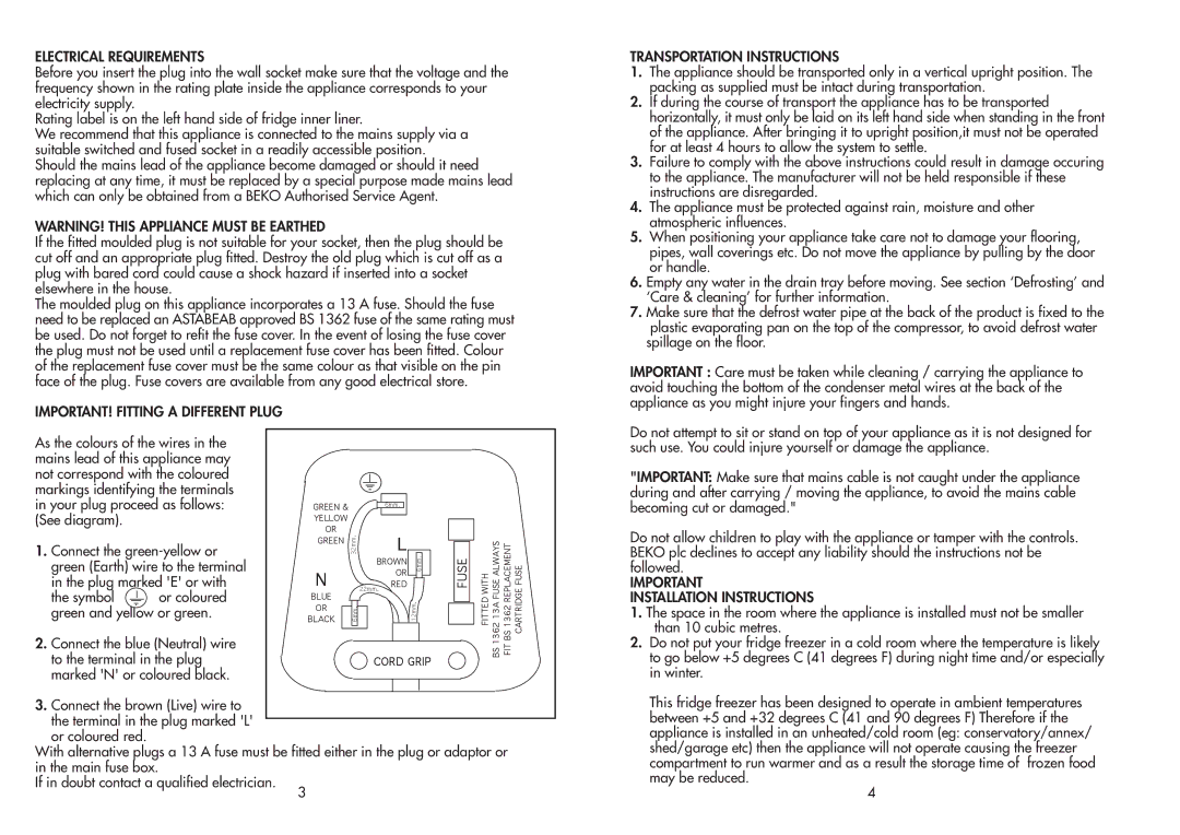 Combi CDA 538 manual Electrical Requirements 