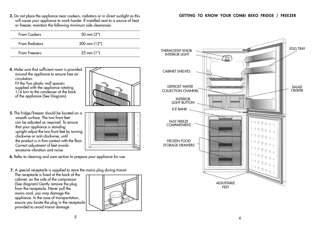 Combi CDA 538 manual Getting to Know Your Combi Beko Fridge / Freezer 