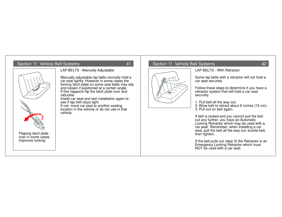 Combi Centre DX 8074, Centre ST 8065, Centre EX 8086 instruction manual Vehicle Belt Systems 