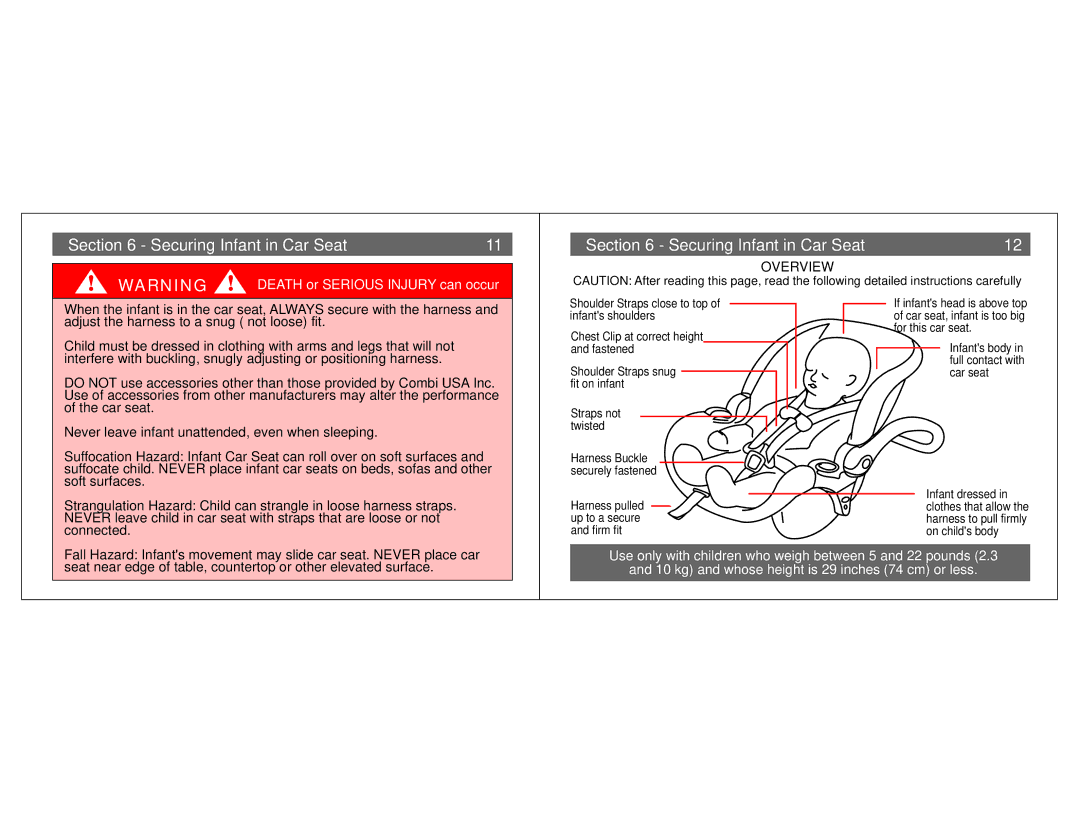 Combi Centre DX 8074, Centre ST 8065, Centre EX 8086 instruction manual Securing Infant in Car Seat, Overview 