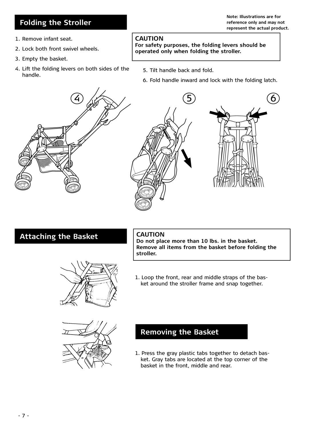 Combi Flash EX 655 instruction manual Folding the Stroller, Attaching the Basket, Removing the Basket 