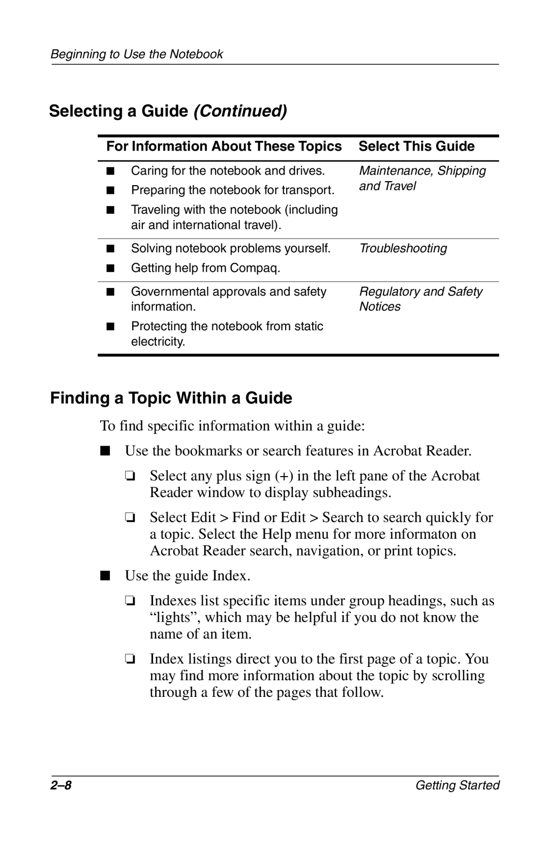 Compac Industries 272637-001 manual Finding a Topic Within a Guide 