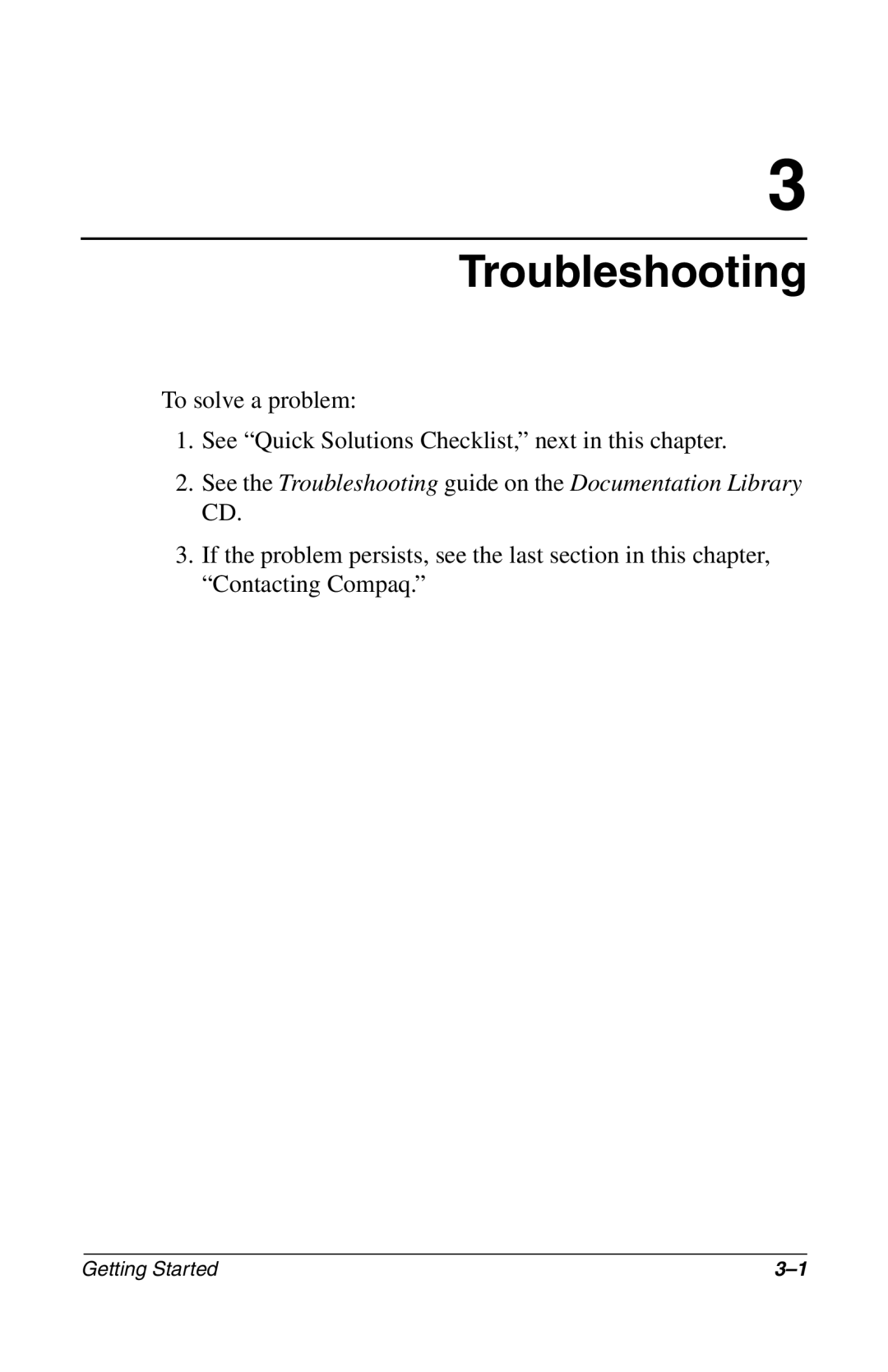 Compac Industries 272637-001 manual Troubleshooting 