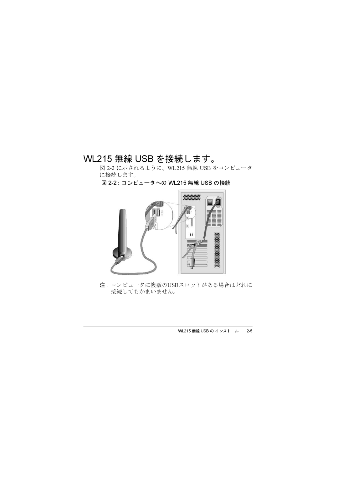 Compac Industries manual WL215 無線 USB を接続します。 