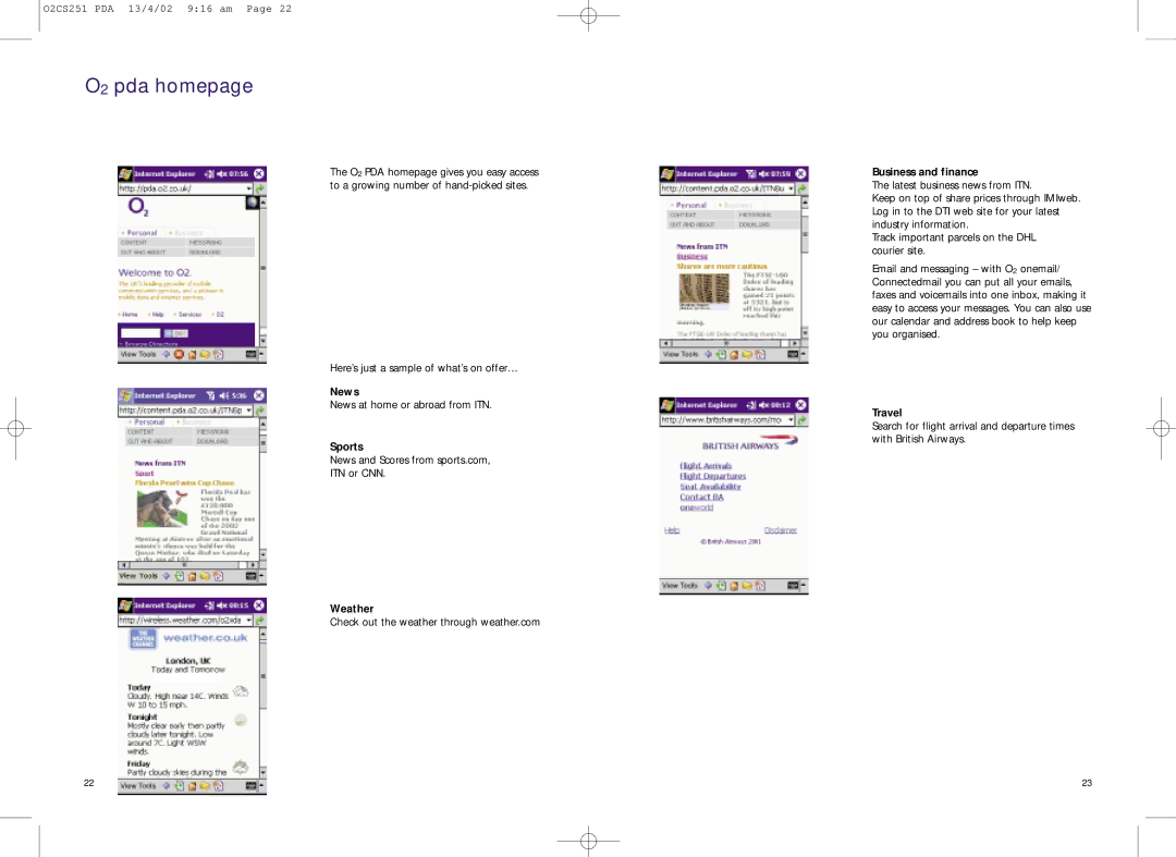 Compaq 02CS251 manual O2 pda homepage 