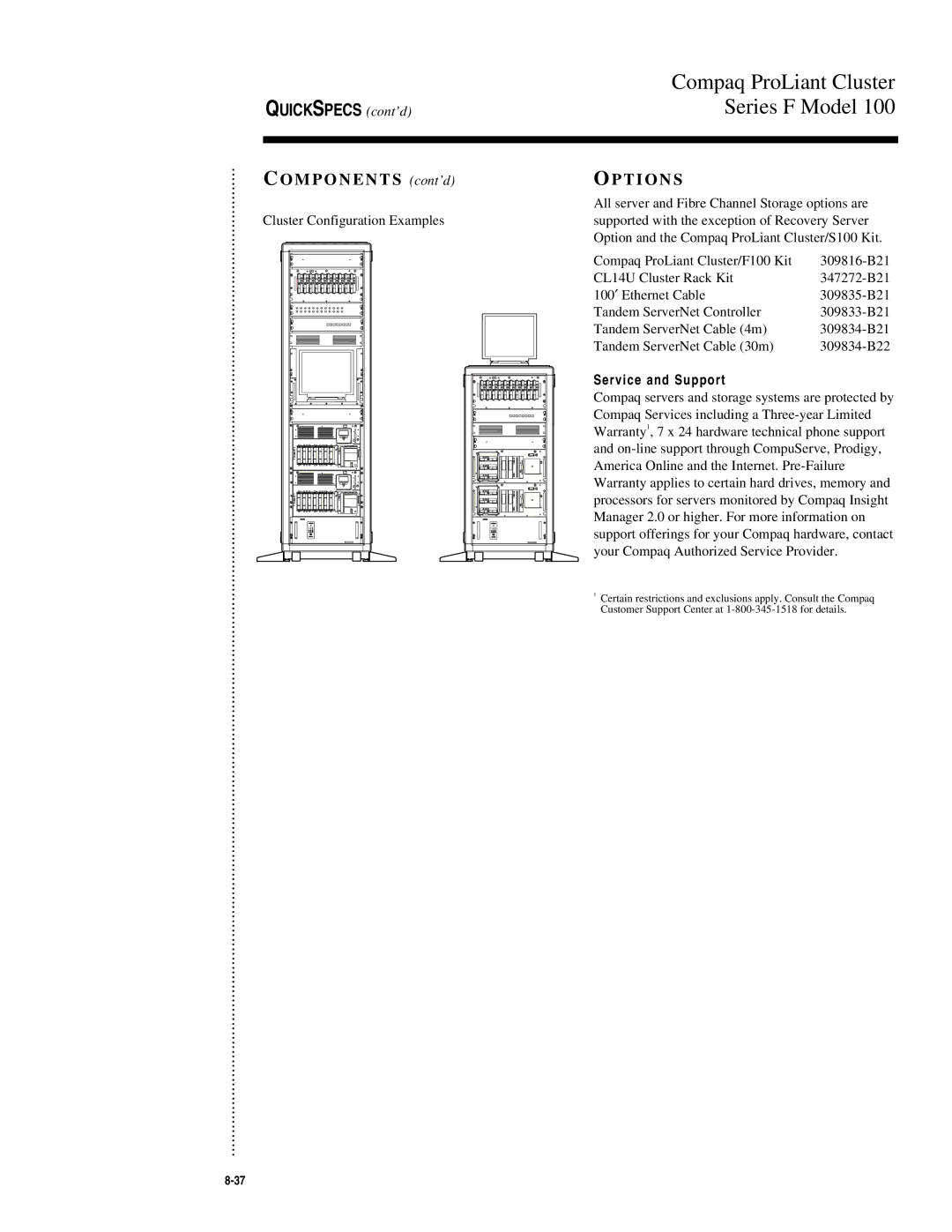 Compaq 100 manual T I O N S, Service and Support 