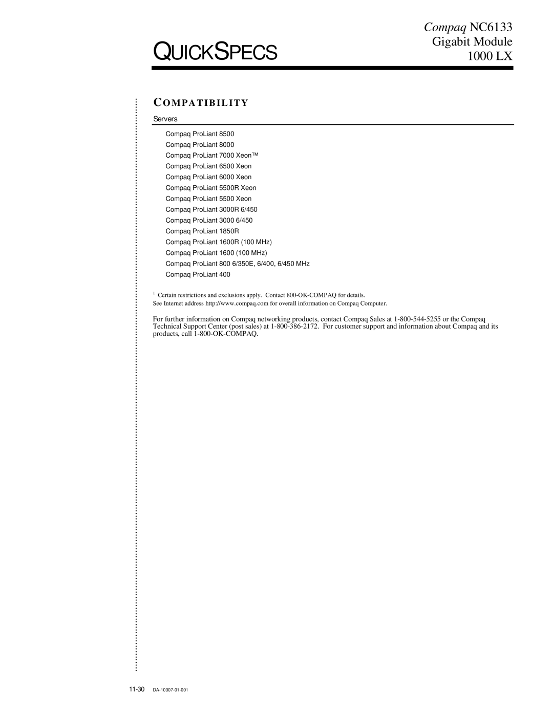 Compaq 1000 LX manual Compatibility, Servers 