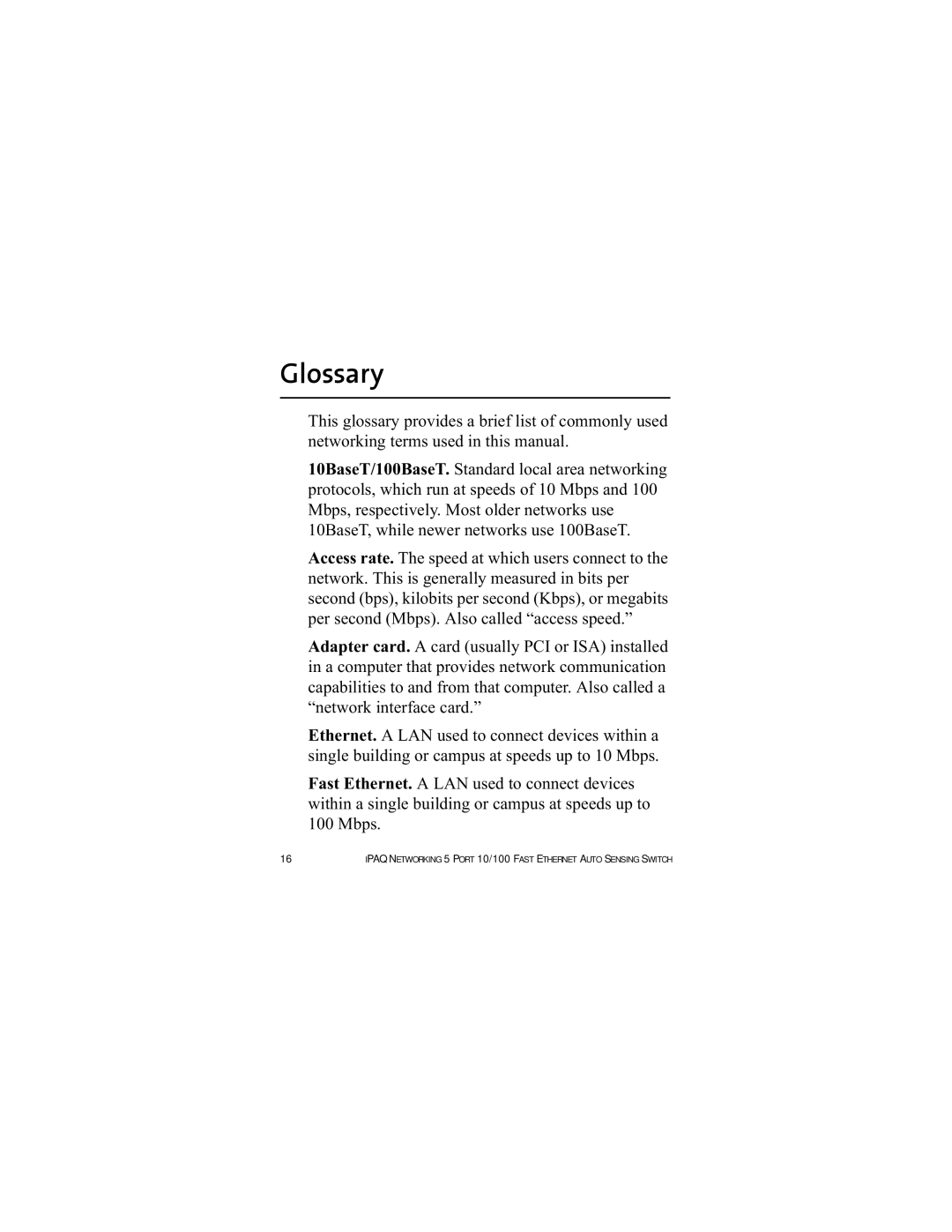 Compaq 10/100 setup guide Glossary, D29E 