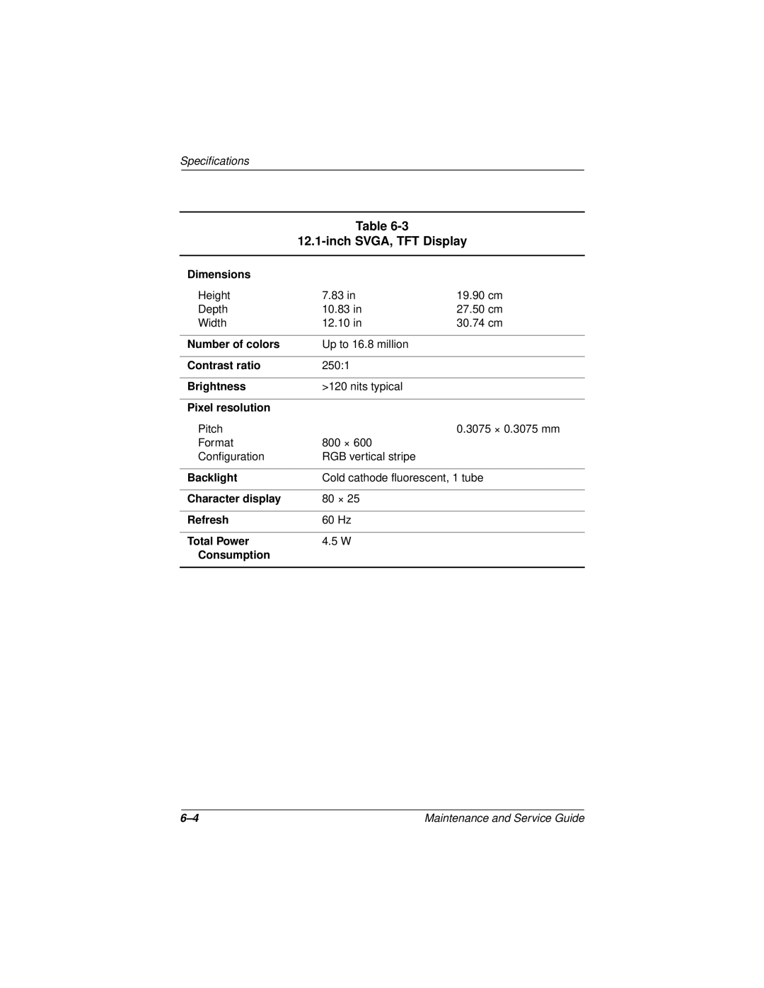 Compaq 110 manual Inch SVGA, TFT Display 