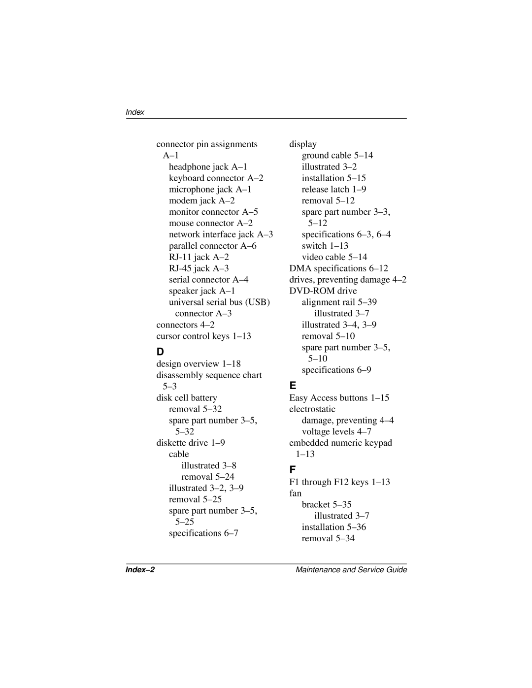 Compaq 110 manual Index-2 