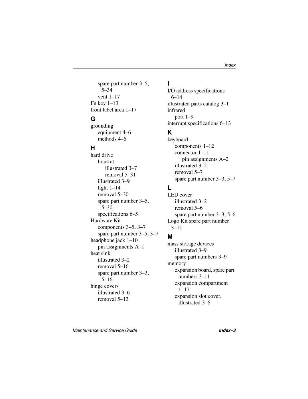 Compaq 110 manual Index-3 