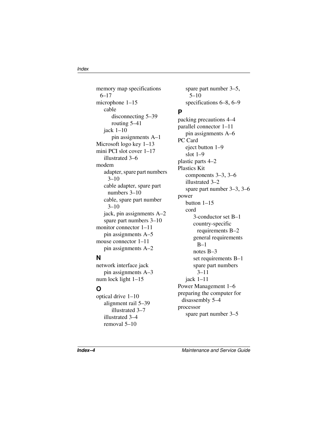 Compaq 110 manual Index-4 