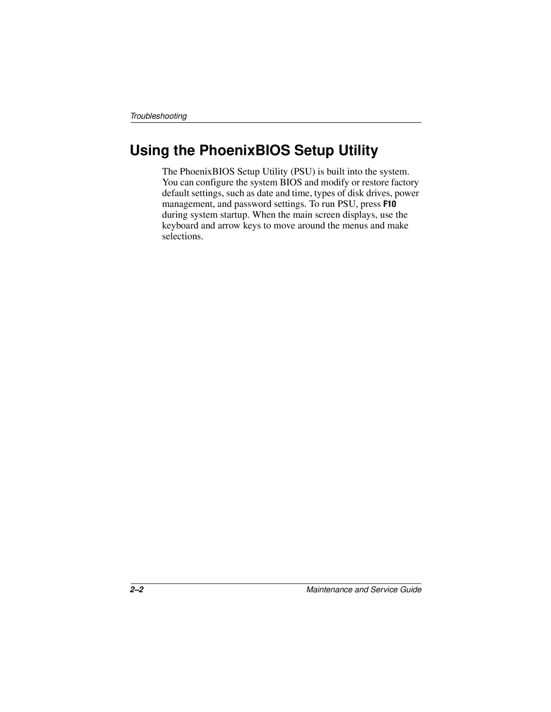 Compaq 110 manual Using the PhoenixBIOS Setup Utility 