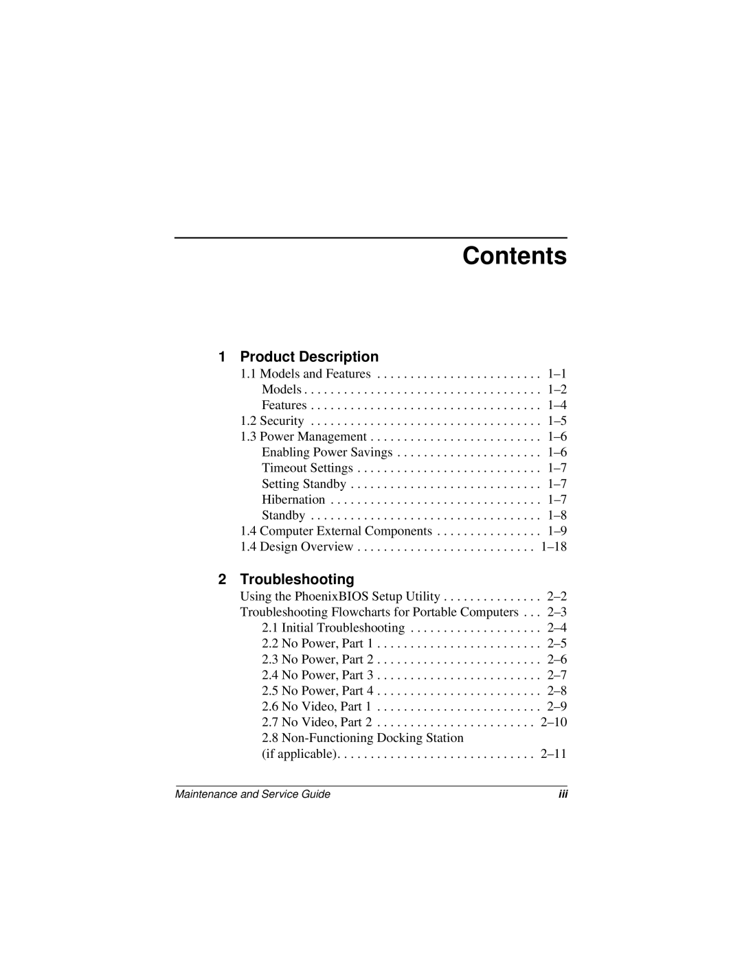 Compaq 110 manual Contents 