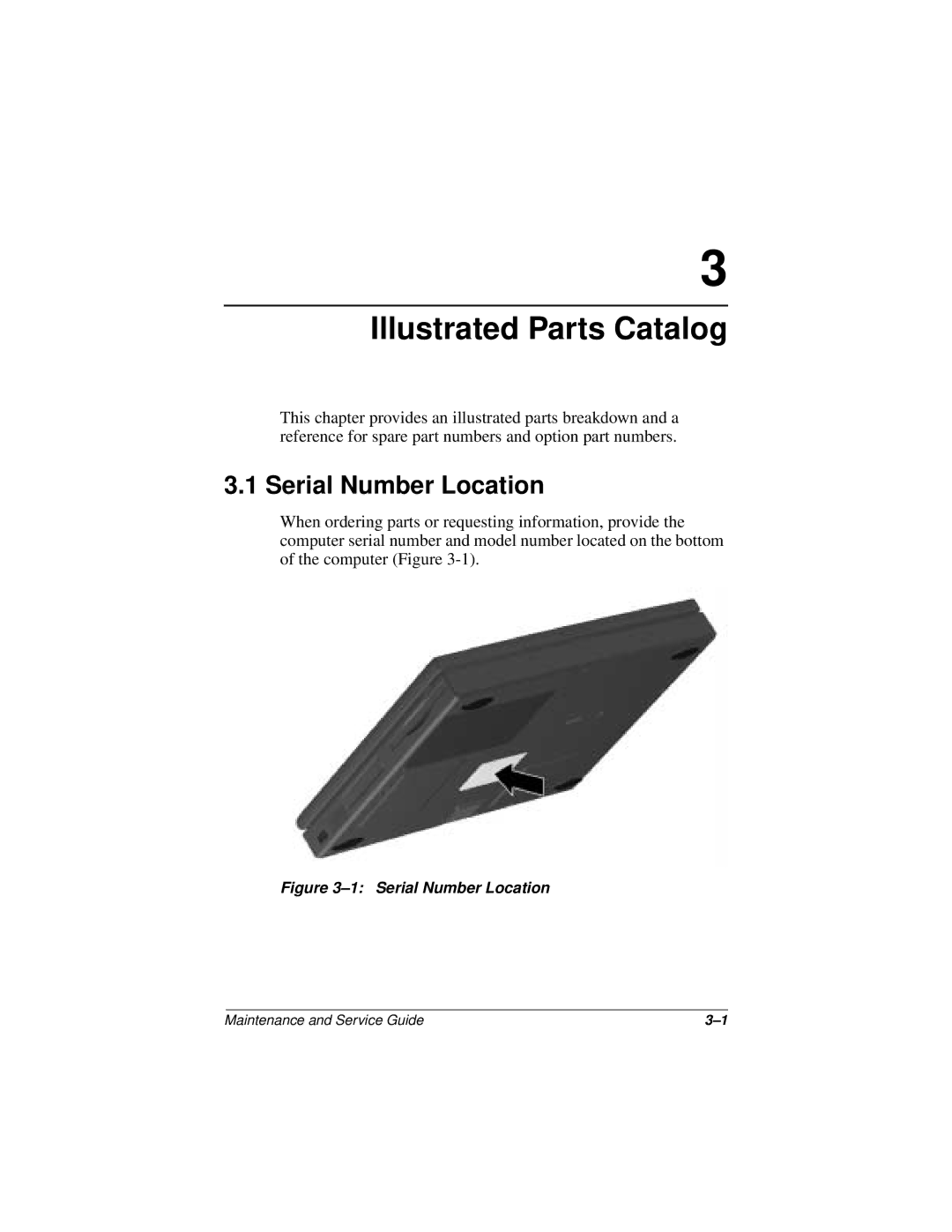 Compaq 110 manual Illustrated Parts Catalog, Serial Number Location 