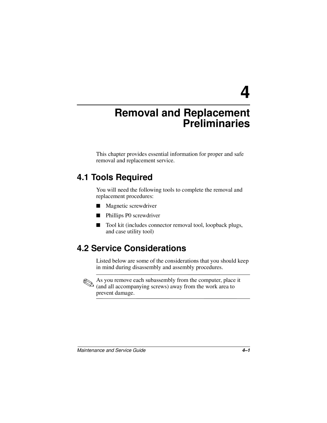 Compaq 110 manual Tools Required, Service Considerations 