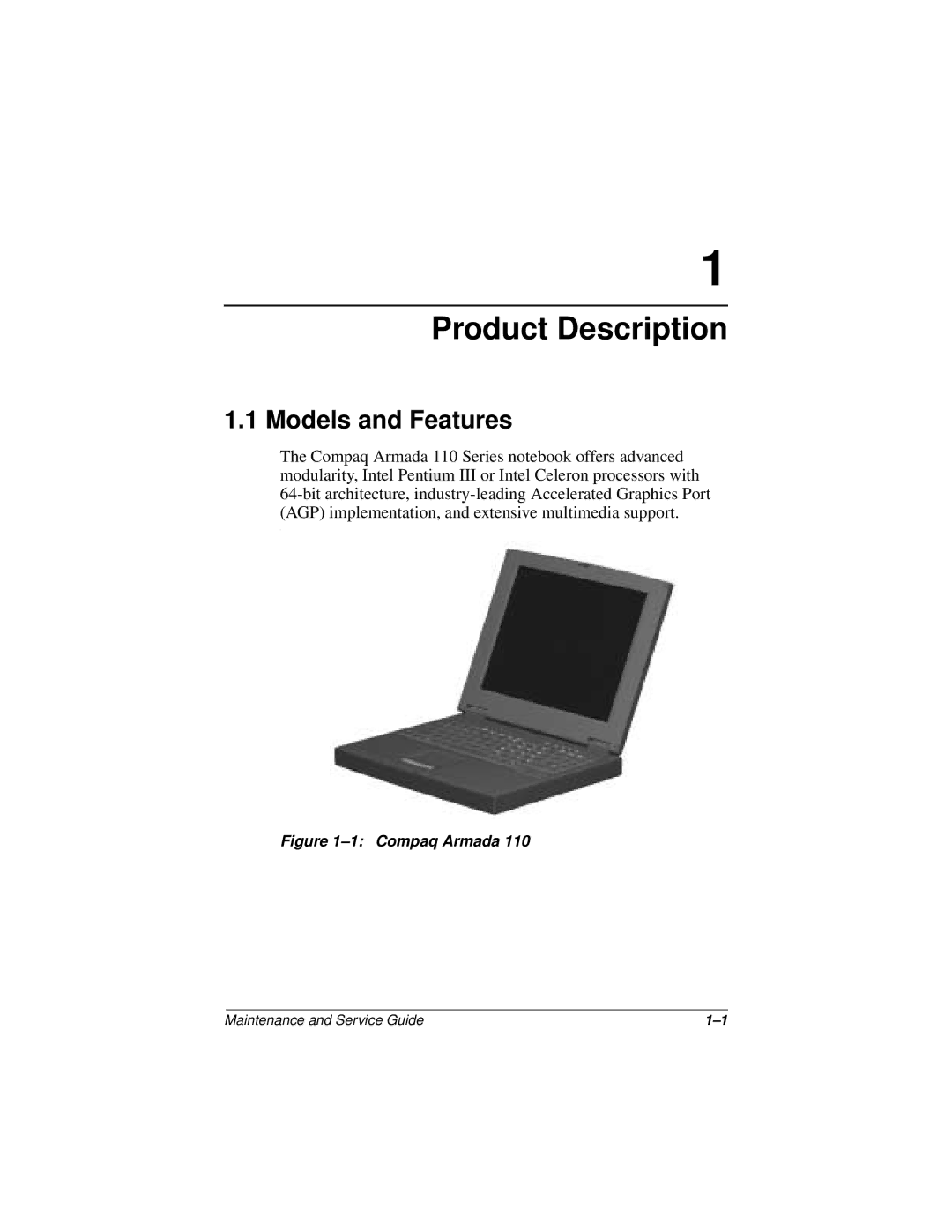 Compaq 110 manual Product Description, Models and Features 