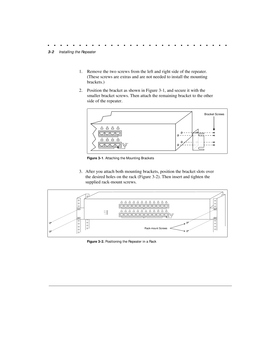 Compaq 1124 manual 2Installing the Repeater, Attaching the Mounting Brackets 