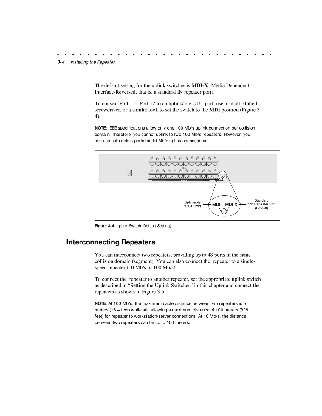 Compaq 1124 manual Interconnecting Repeaters, 4Installing the Repeater 