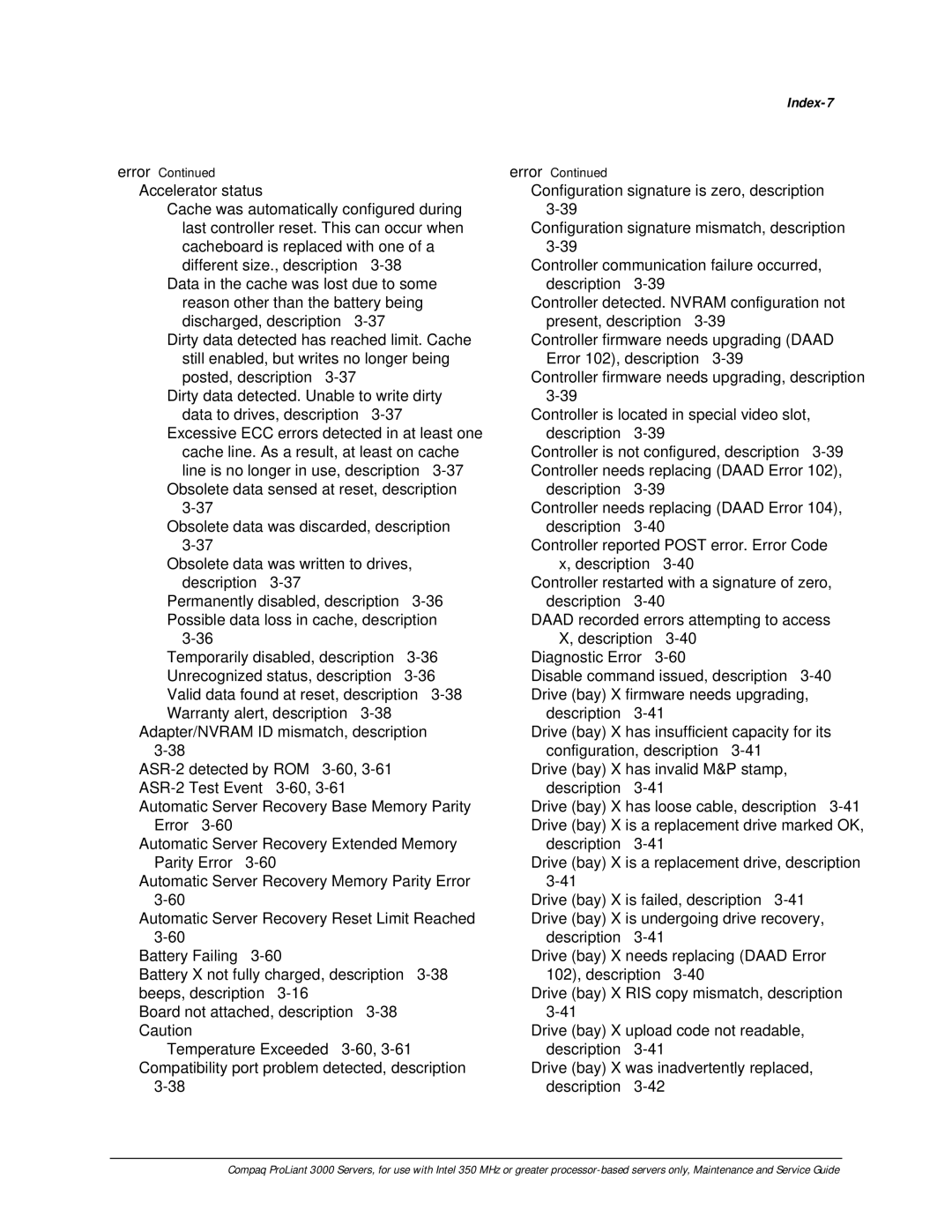 Compaq 113803-001 manual Index-7 