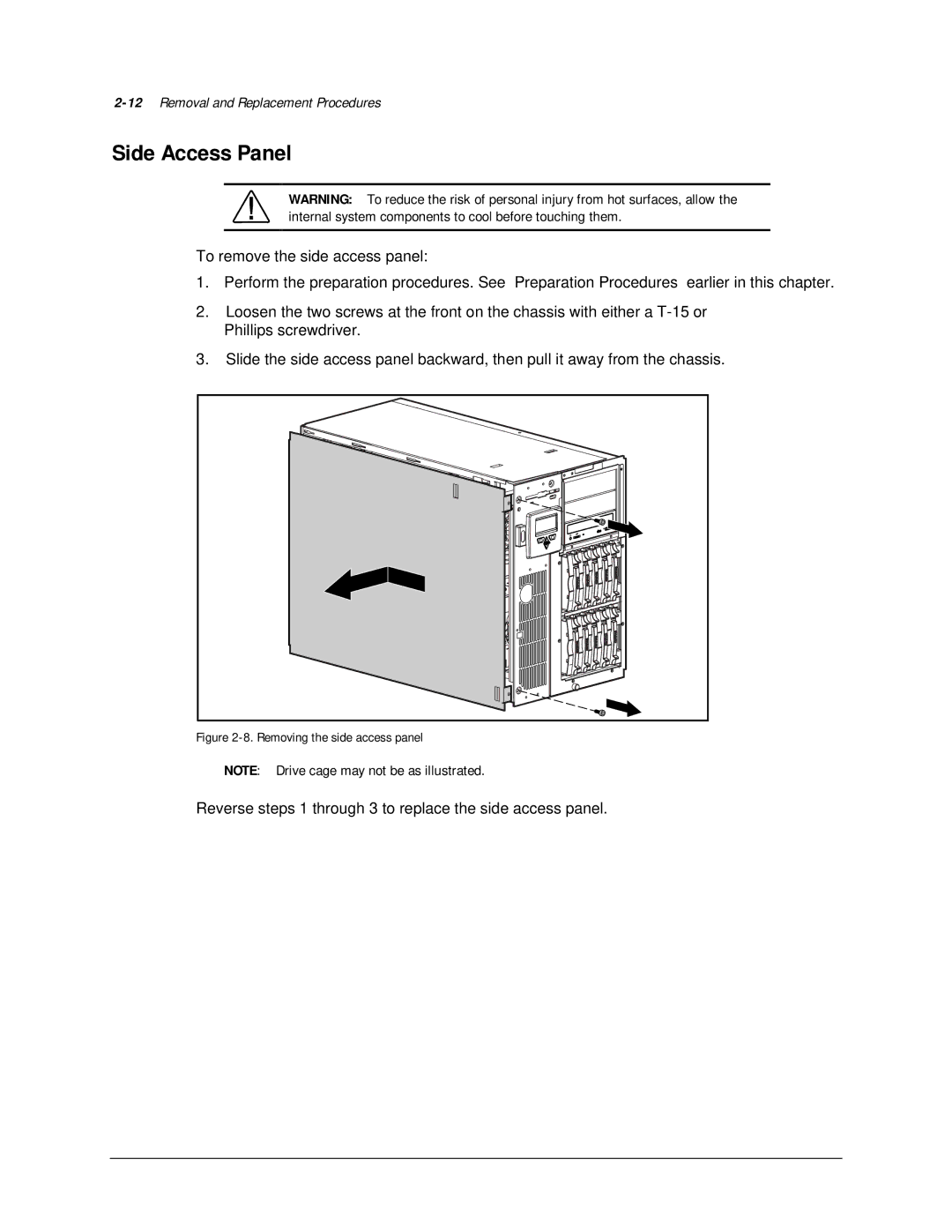 Compaq 113803-001 manual Side Access Panel, Removing the side access panel 