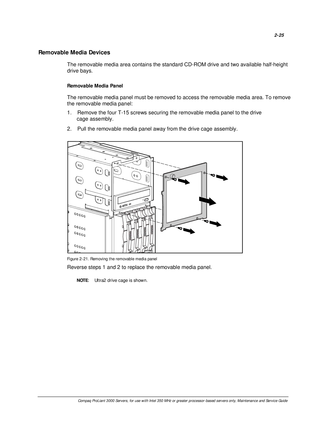 Compaq 113803-001 manual Removable Media Devices, Removable Media Panel 