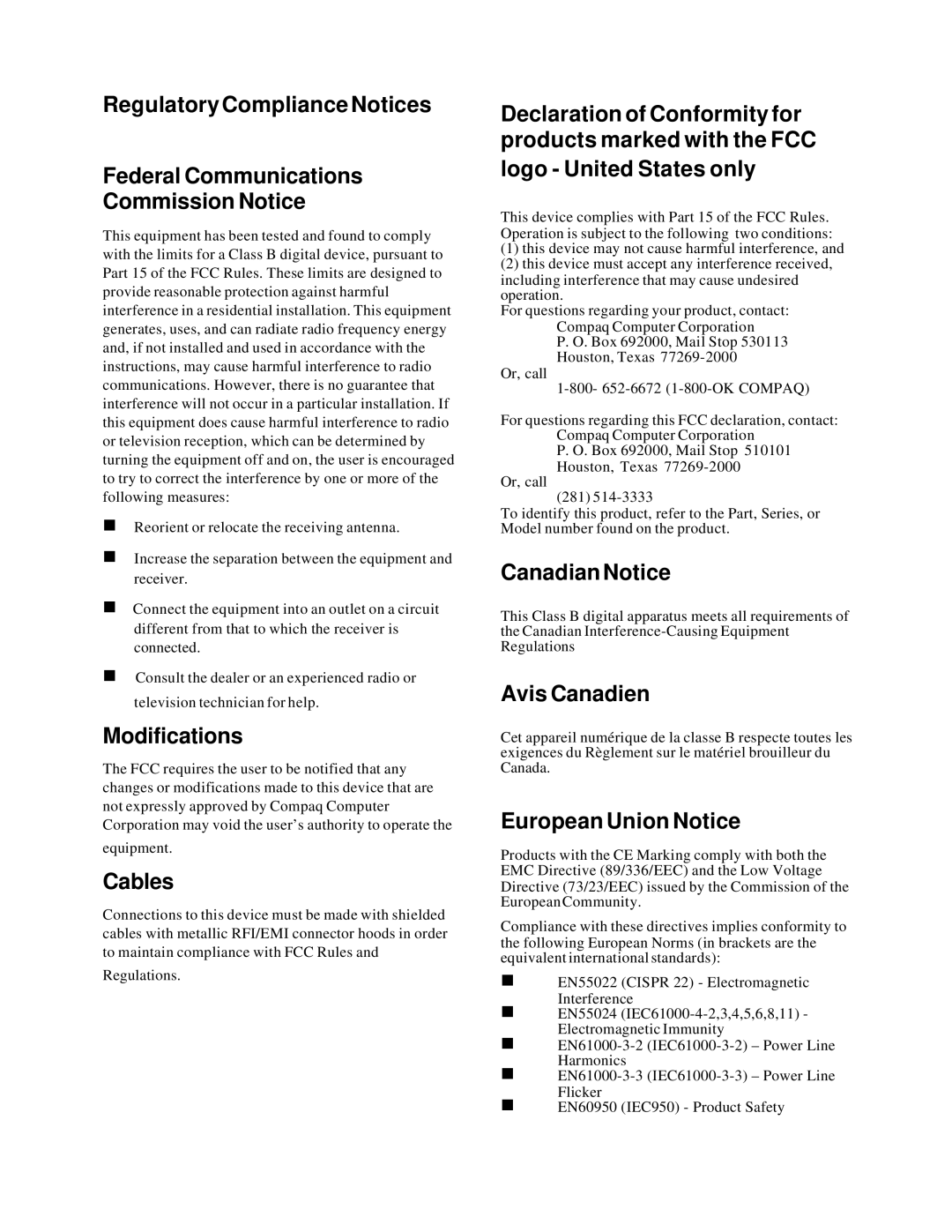 Compaq 1220 manual Modifications 