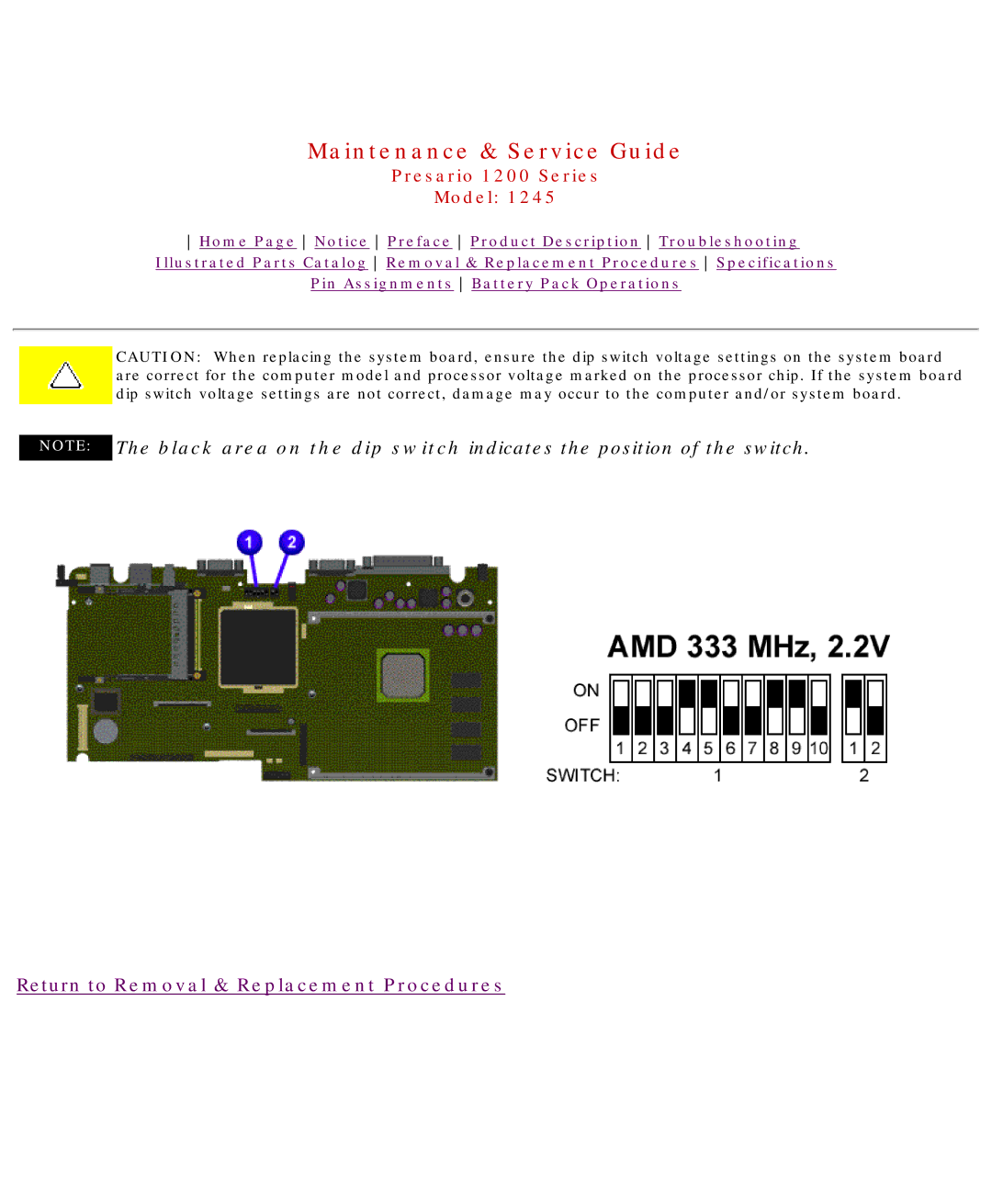 Compaq 1245 specifications Maintenance & Service Guide 