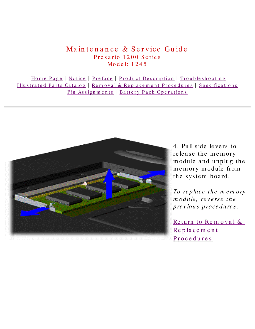 Compaq 1245 specifications Replacement Procedures 