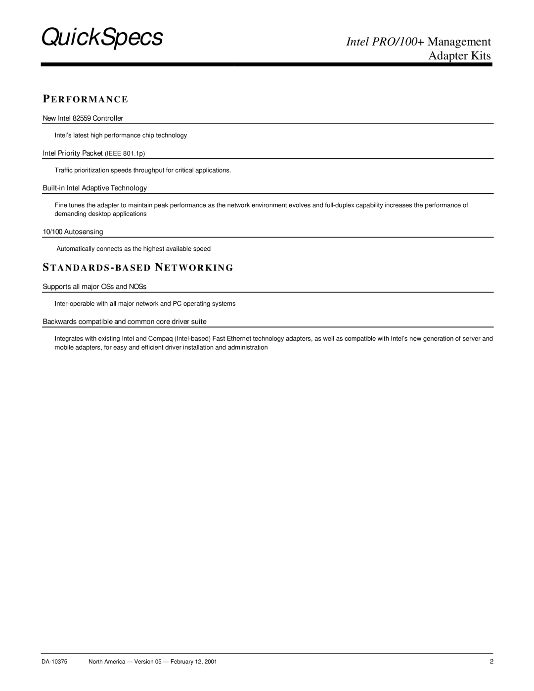 Compaq 127453-B21 manual Performance, STANDARDS-BASED Networking 