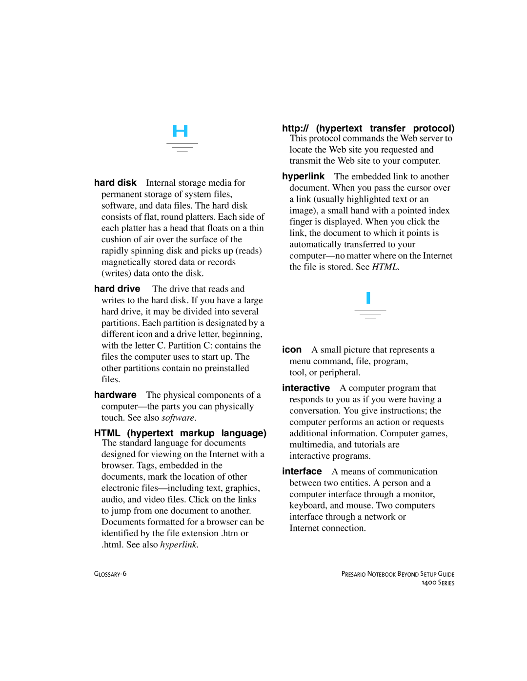 Compaq 1400 manual GLOSSARY-6 