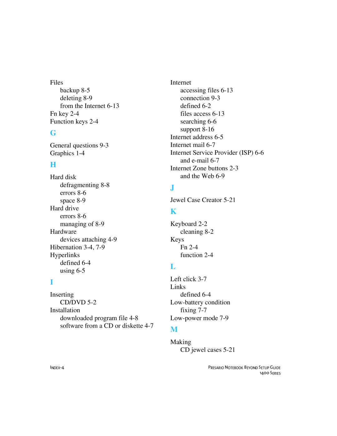 Compaq 1400 manual INDEX-4 