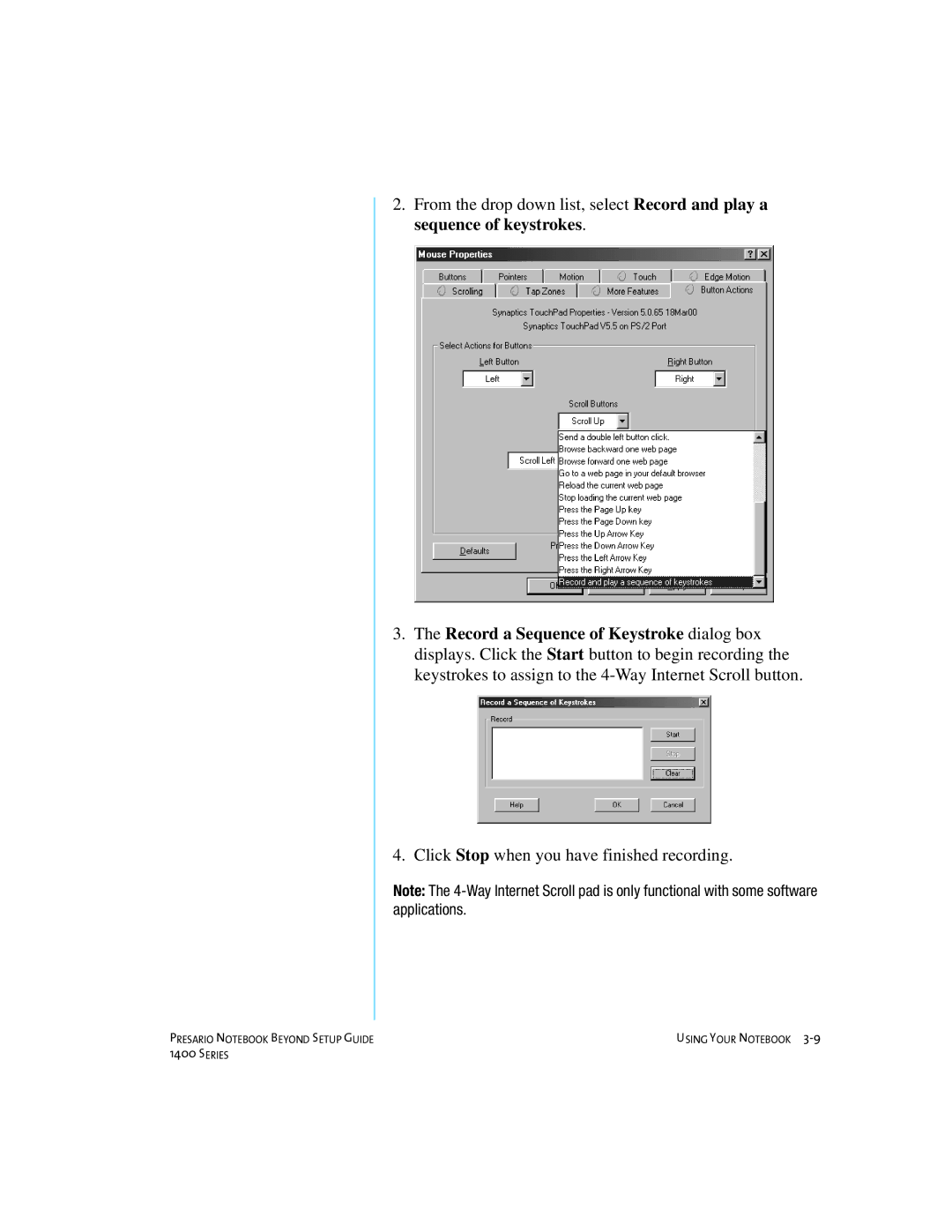 Compaq 1400 manual Click Stop when you have finished recording 